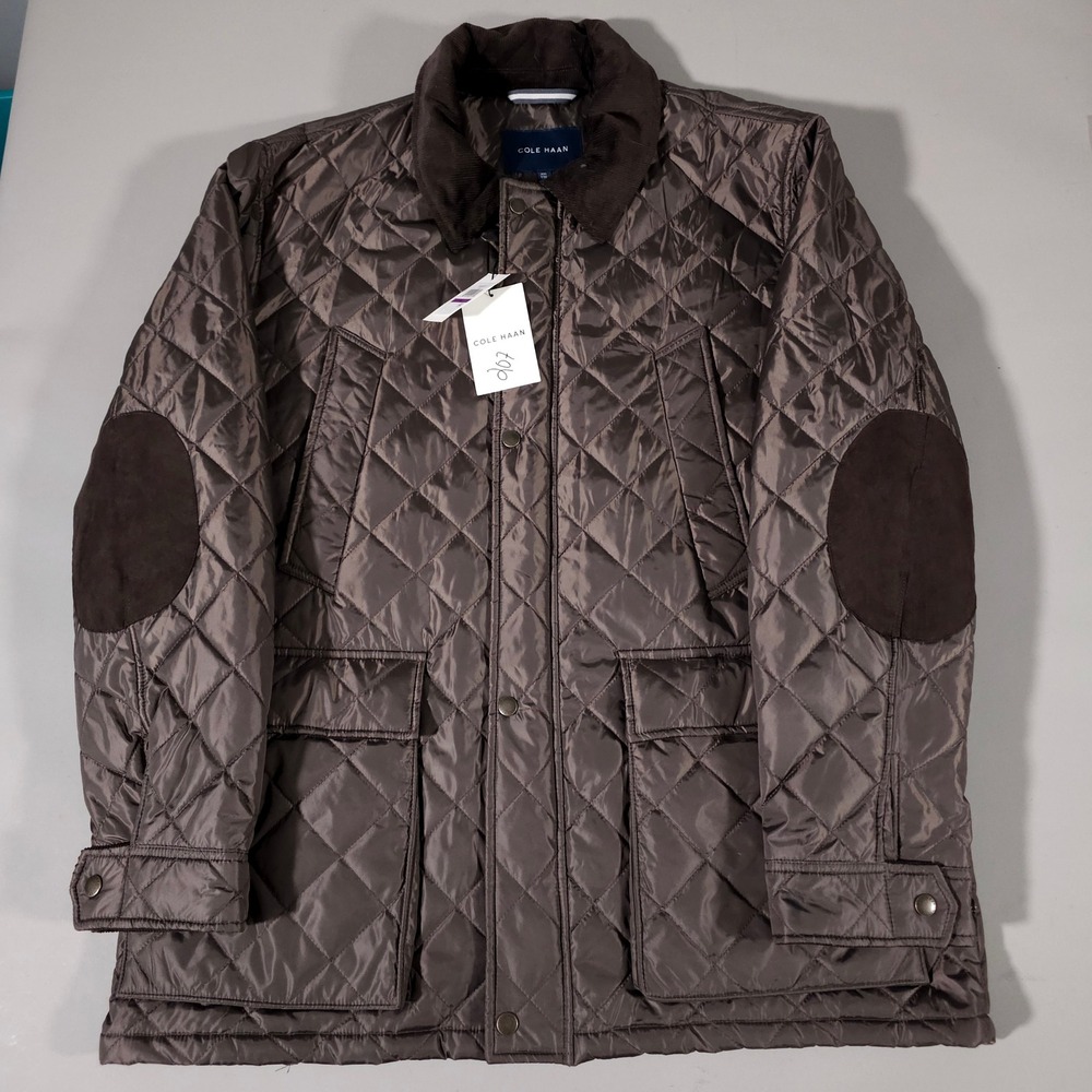 Cole Haan Quilted Barn Jacket Mens XXL Brown Corduroy Collar Elbow Patches NEW
